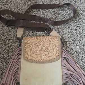 Montana West Beige and Brown Crossbody Bag with Fringe